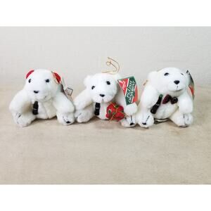 Coca Cola Polar Bear Plush Christmas Ornaments 1993 1995 New Vintage x3